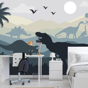 Dinosaur Wallpaper Peel and Stick Boys Bedroom, Jurassic World Theme Wall Mural Toddler Boy Nursery, Dino Accent Landscape Wall Art Decor