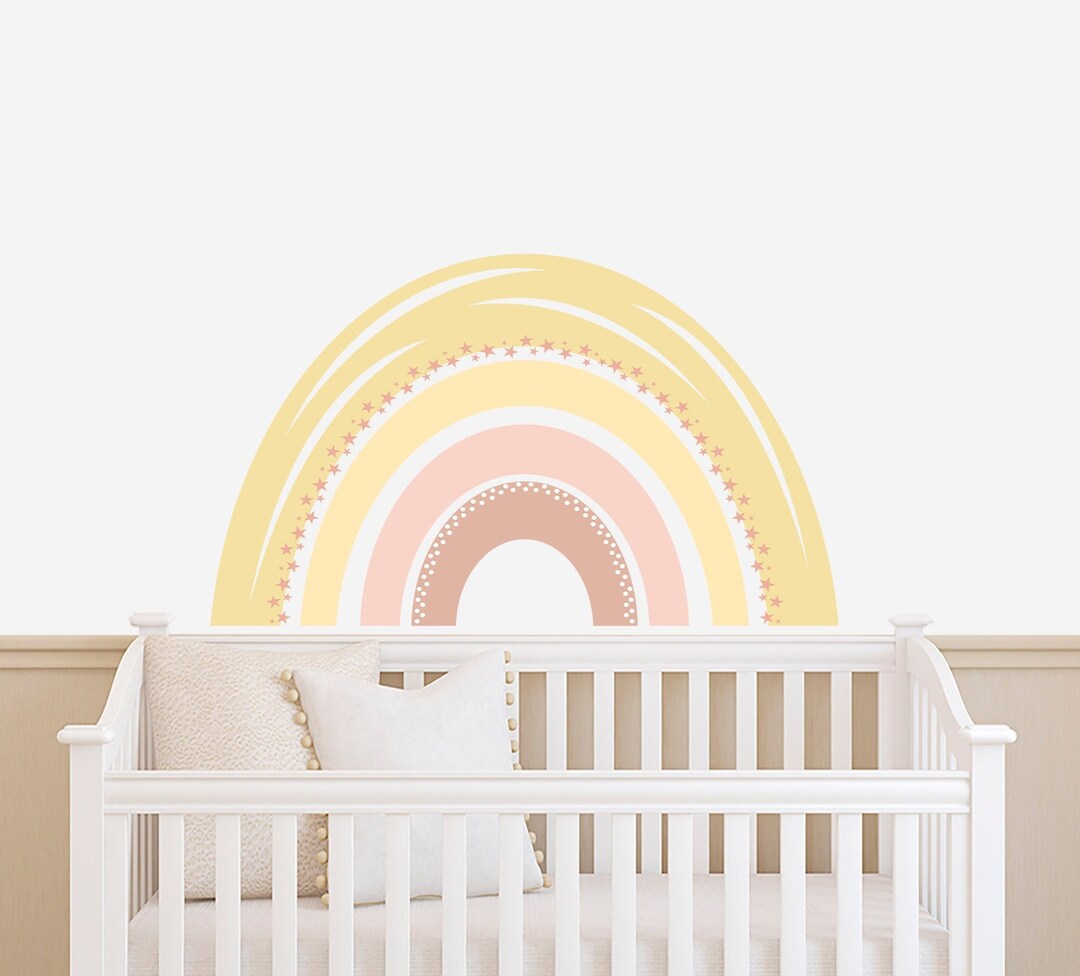 Pastel Rainbow Wall Decal for Girl Bedroom, Large Rainbow Sticker With ...