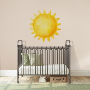Watercolor Sun Wall Decal Toddler Room, Boho Sunshine Sticker Nursery Above Crib, Art Decor for Baby Boy Girl Playroom, Toy Box Decals Kids image 5