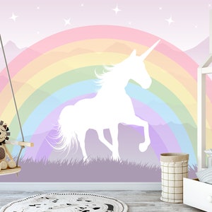 Cute Unicorn with Rainbow Wall Decal Sticker