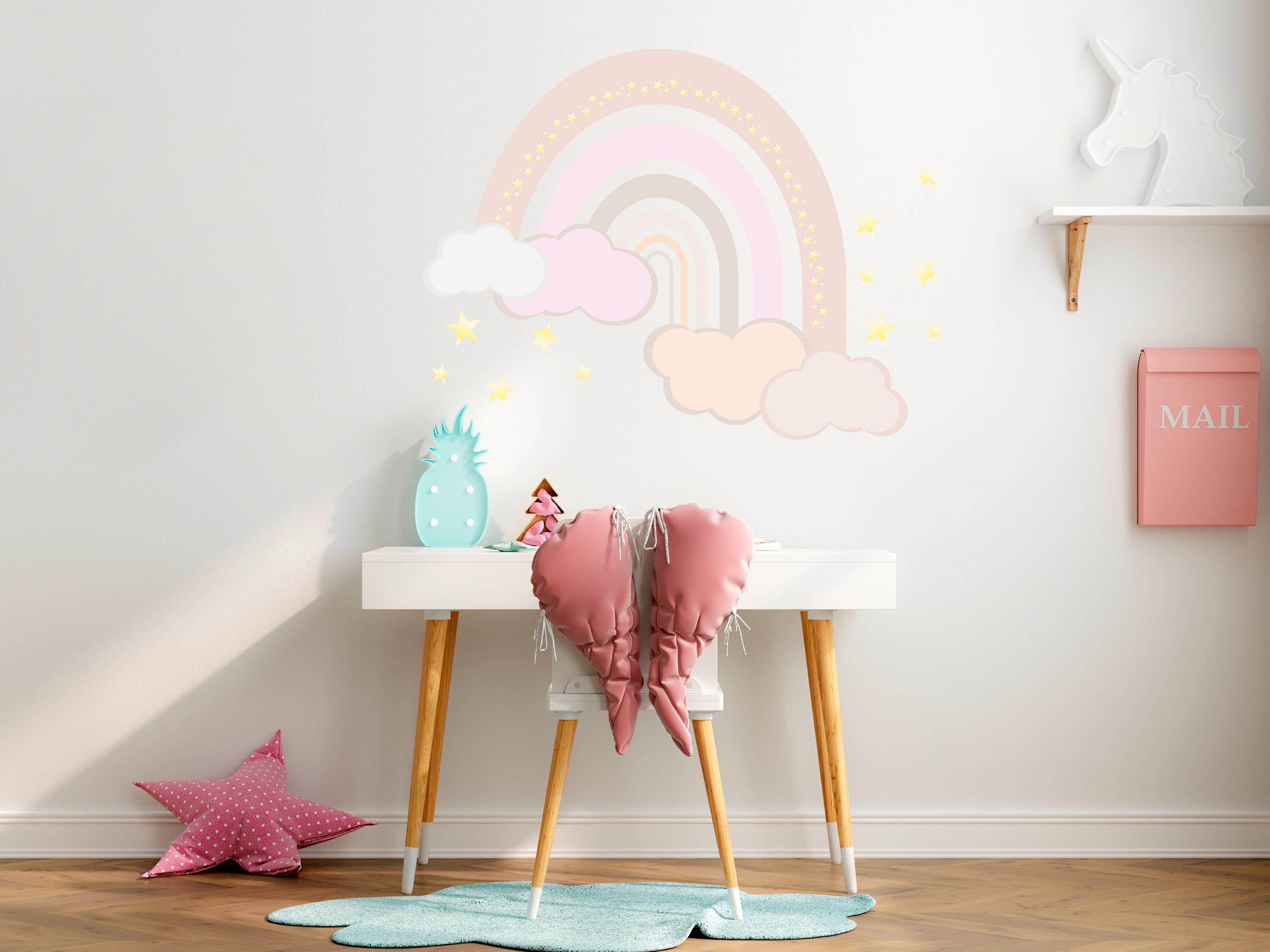 Boho Pastel Rainbow Wall Decal, Nursery Wall Art for Baby Girl Room ...