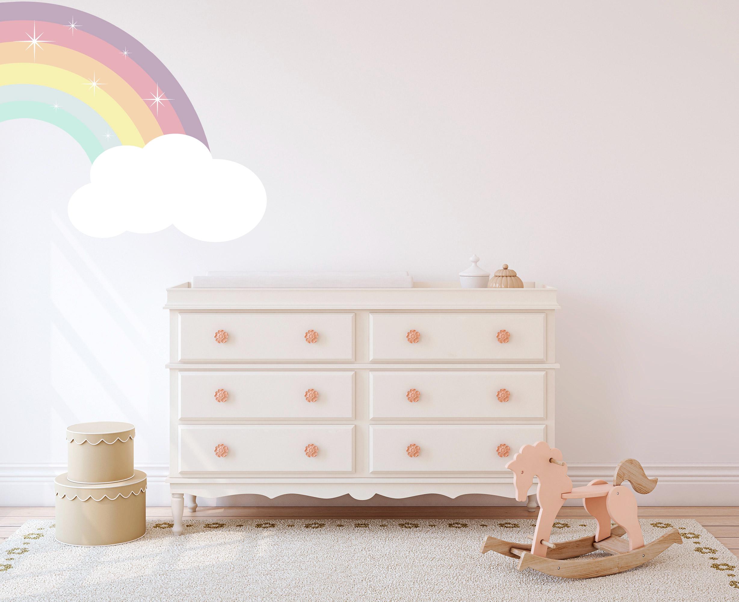 Large Half Rainbow Wall Decal Baby Nursery Room, Pastel Art Decor ...