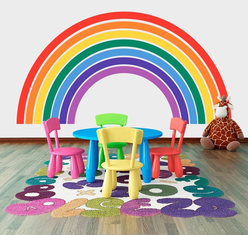 Rainbow Wall Decal Nursery Rainbow Decor Girl and Boy Etsy