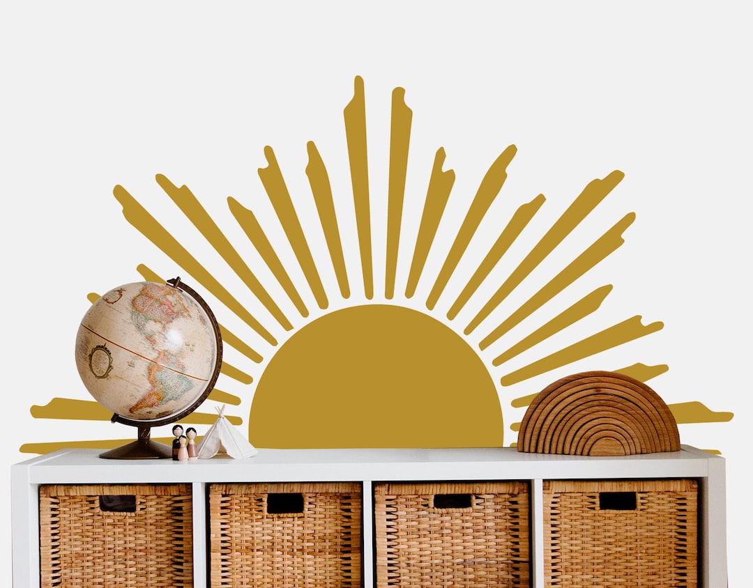 Sun Wall Decal Nursery - Half Sun Boho Wall Decor Kids - Vinyl Gift ...