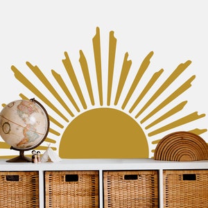 Sun Wall Decal Nursery - Half Sun Boho Wall Decor Kids - Vinyl Gift Baby Girl and Boy Shower