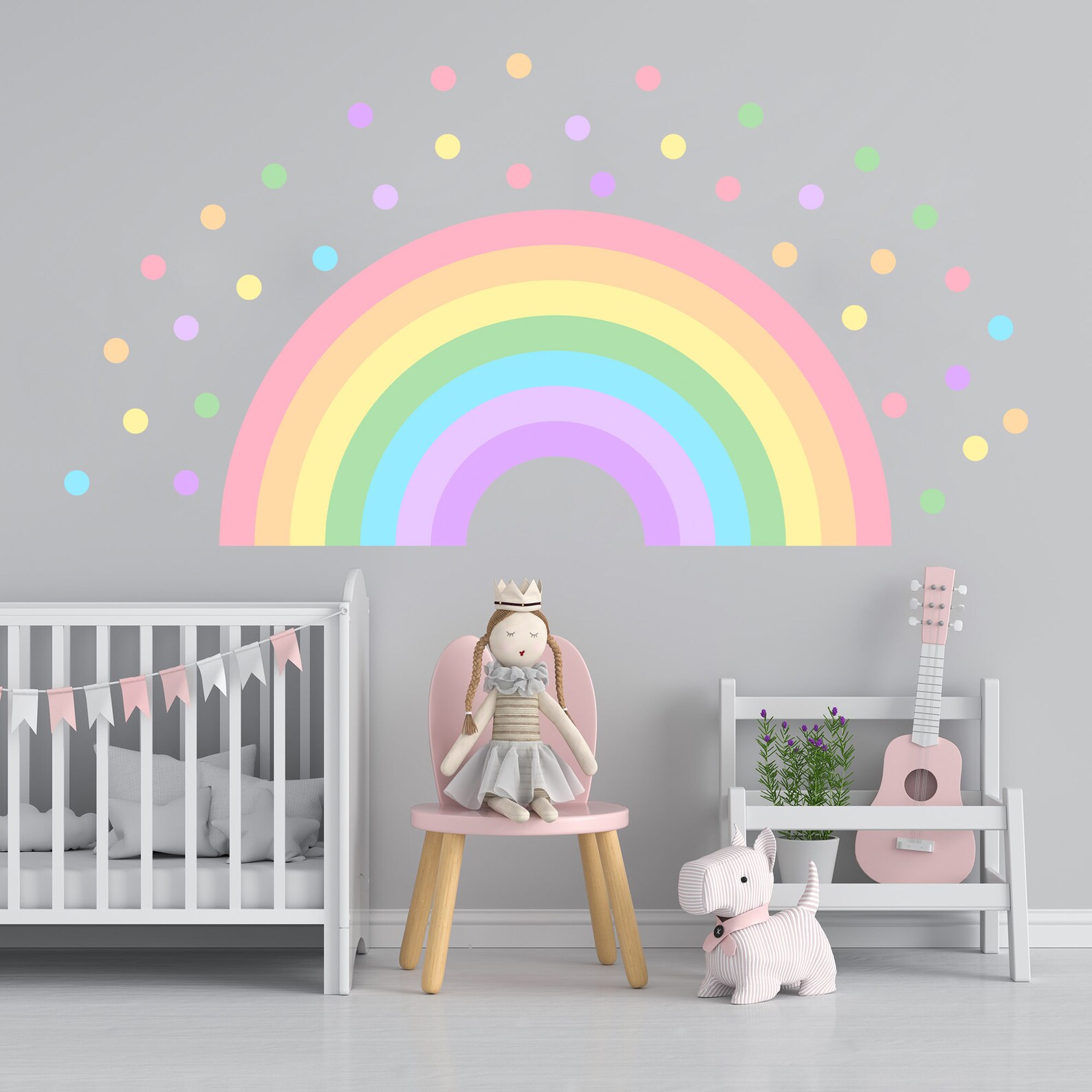 Large Rainbow Decal for Girl Bedroom Gift Polka Dots Wall | Etsy