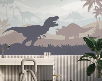 XLMING 3D Dinosaur Wallpaper Custom Murals Jurassic Park Photo Wallpaper Kids Boys Bedroom Art Decor Wallpaper 3D Wallpaper Paste Living Room The Wall For Bedroom Mural Border-150cm×105cm