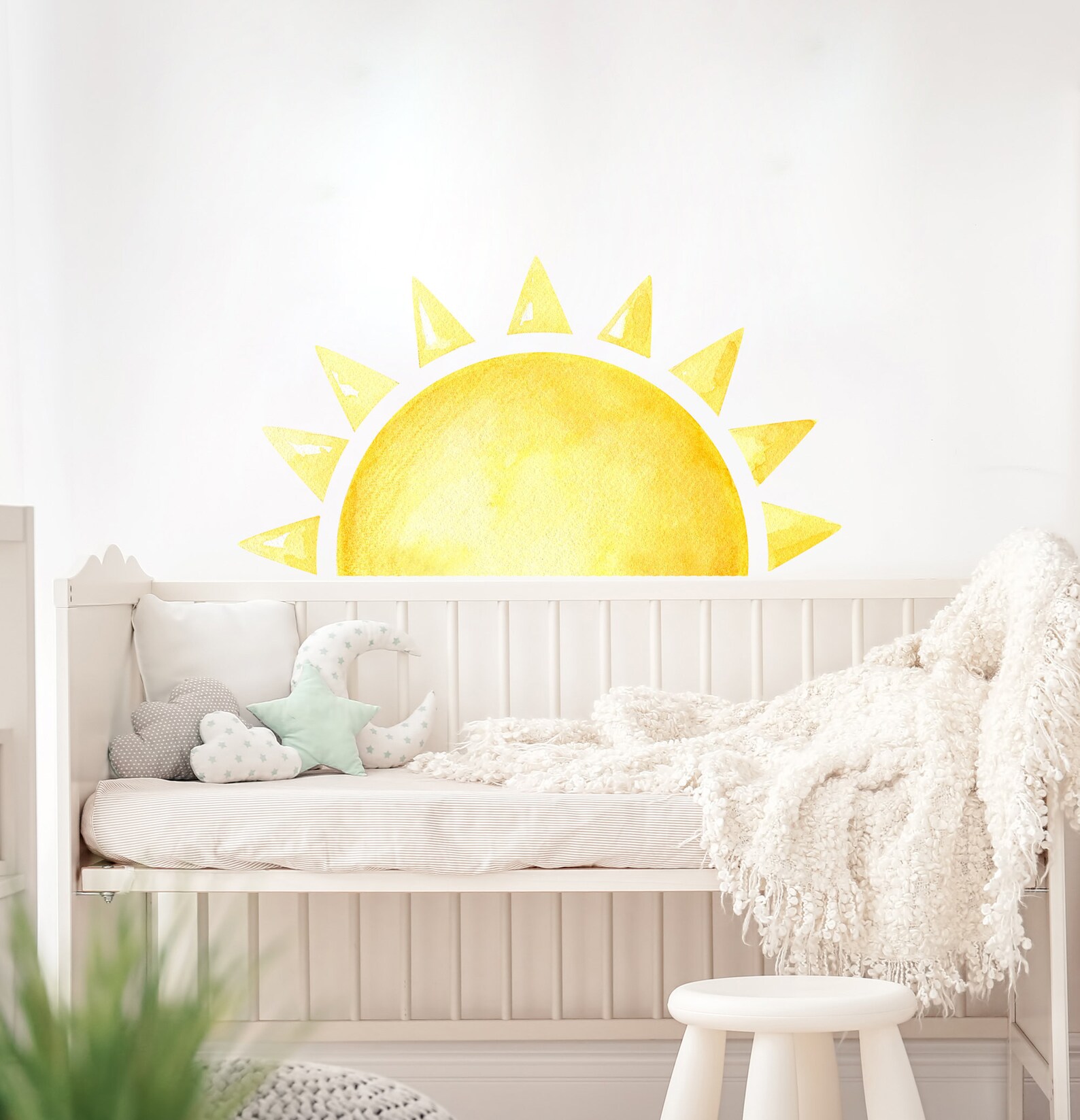 Acuarela Half Sun Wall Decal Large Sun Nursery Decor Etsy