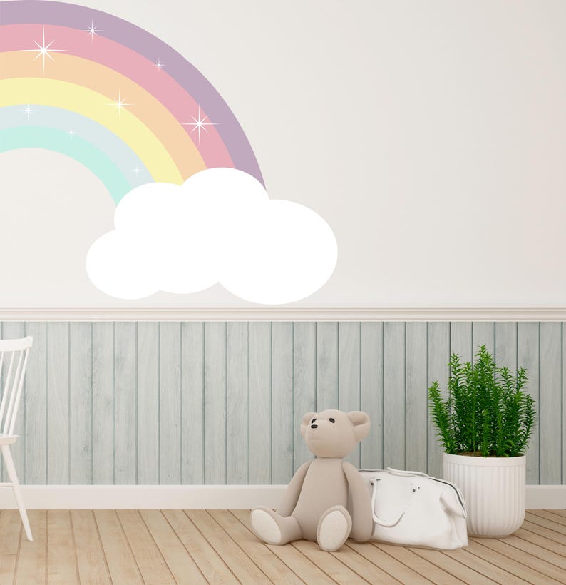 Large Half Rainbow Wall Decal Baby Nursery Room, Pastel Art Decor ...