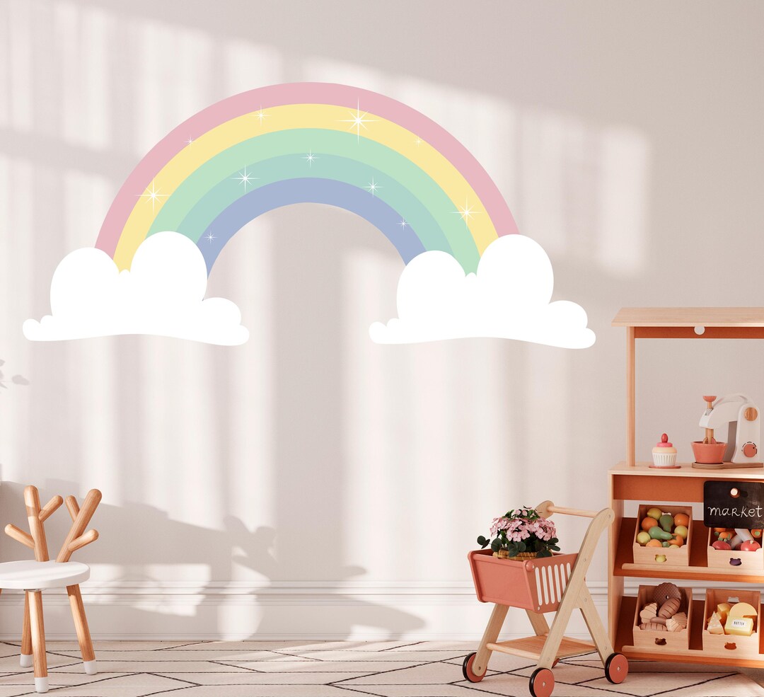 Large Rainbow Wall Decal Girl Bedroom - Rainbow Wall Stickers - Pastel ...