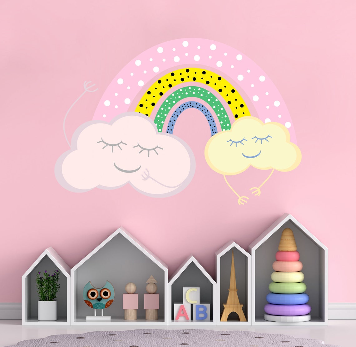 Cute Rainbow Wall Decal Kids Room Rainbow Wall Decoration Etsy