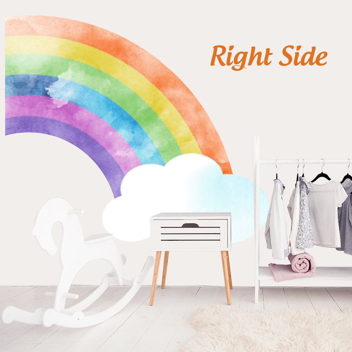 Large Watercolor Style Half Rainbow Wall Decal Rainbow Mural - Etsy
