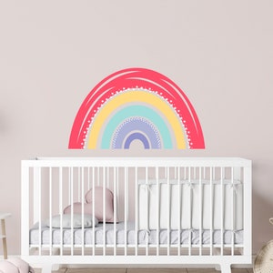 Pastel Rainbow Wall Decal for Girl Bedroom, Large Rainbow Sticker With ...