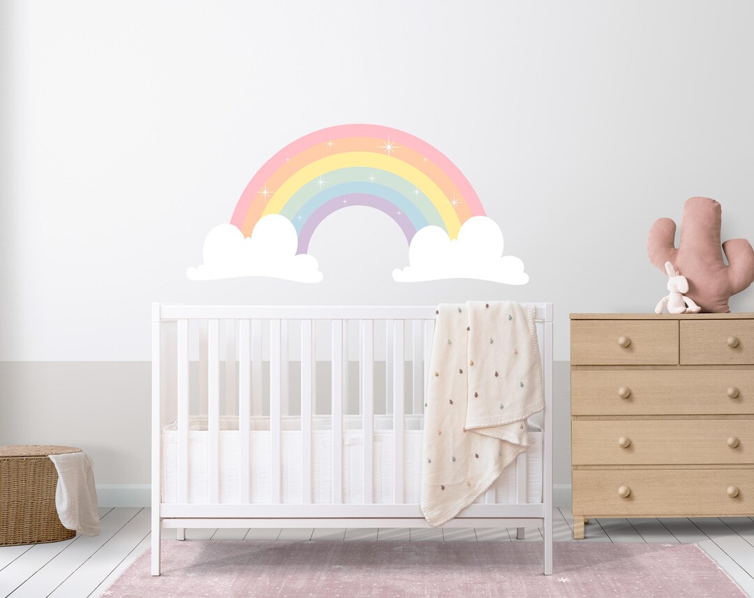 Pastel Rainbow Wall Decal - Decor Girl Bedroom - Rainbow Stickers ...