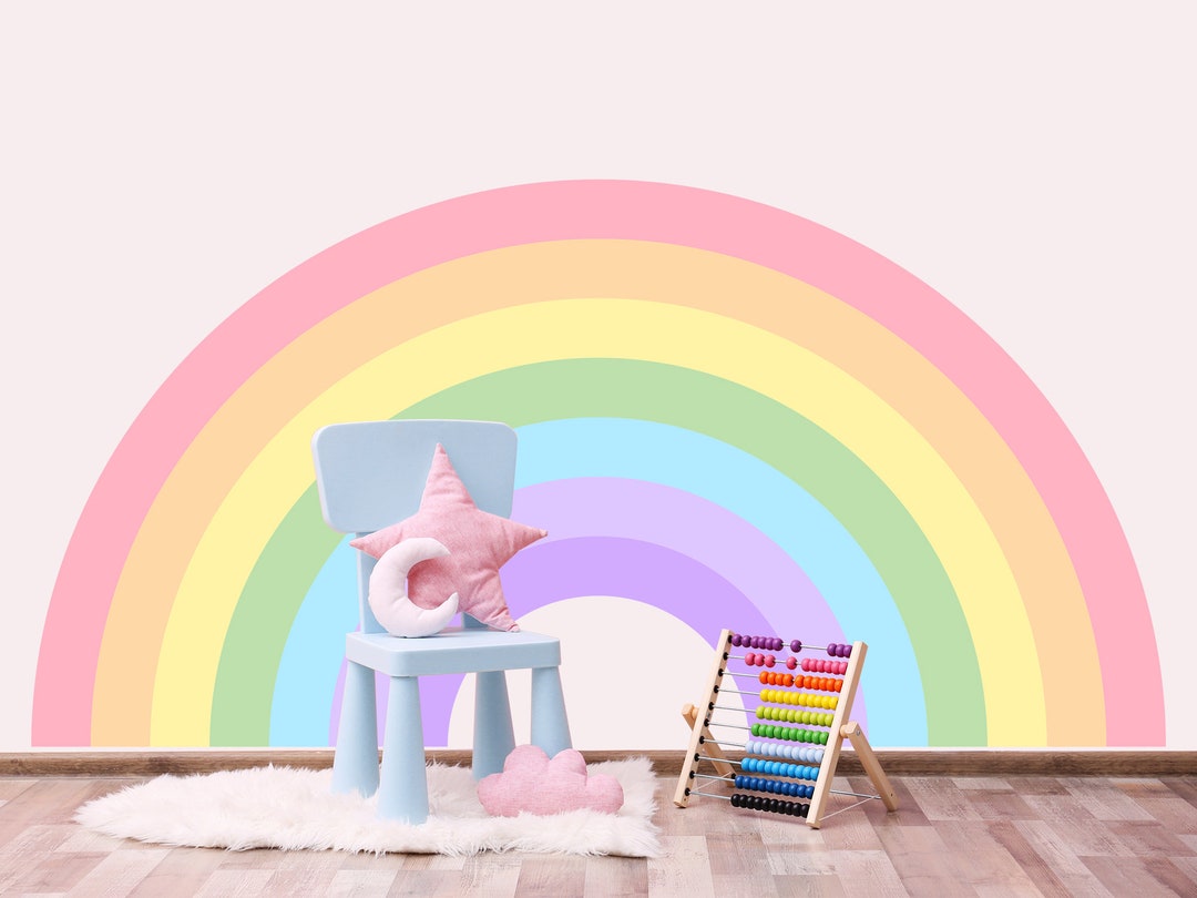 Rainbow Wall Decal Large Nursery, Rainbow Wall Sticker Kids Room, Vinyl