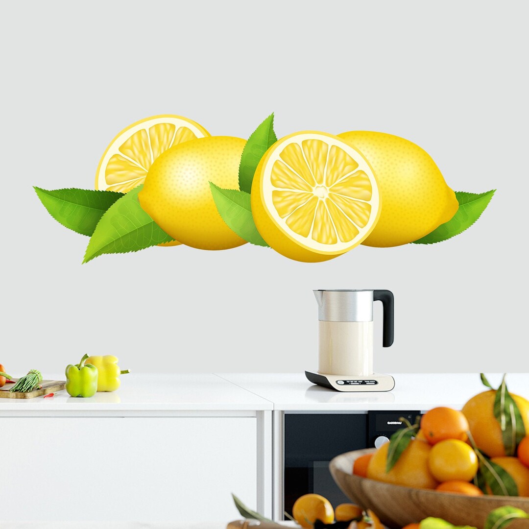 Citrus Wall Decal - Lemon Wall Decor for Kitchen - Fruits Sticker for Tiles - Lemons Home ...