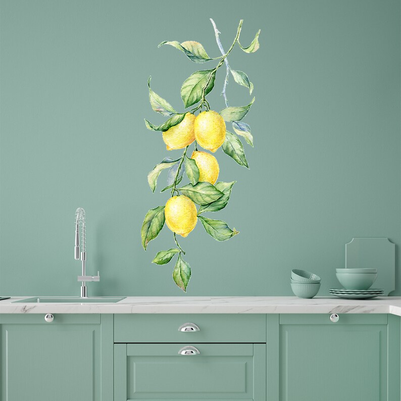 Kitchen Decal Wall Decals Watercolor Lemon Art Decor Tile - Etsy