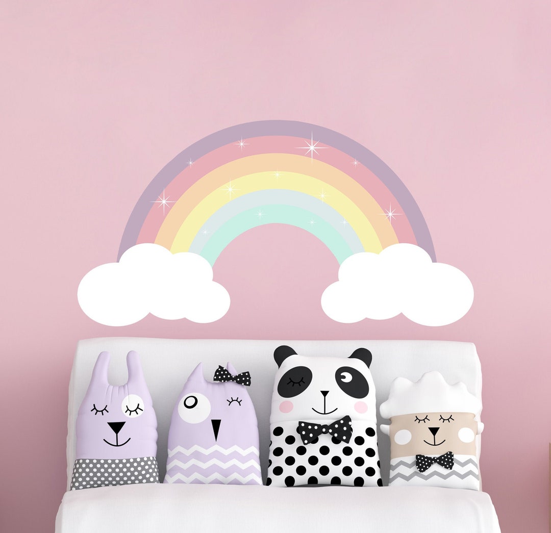 Pastel Large Rainbow Wall Decal Nursery Rainbow Decor Girl Bedroom