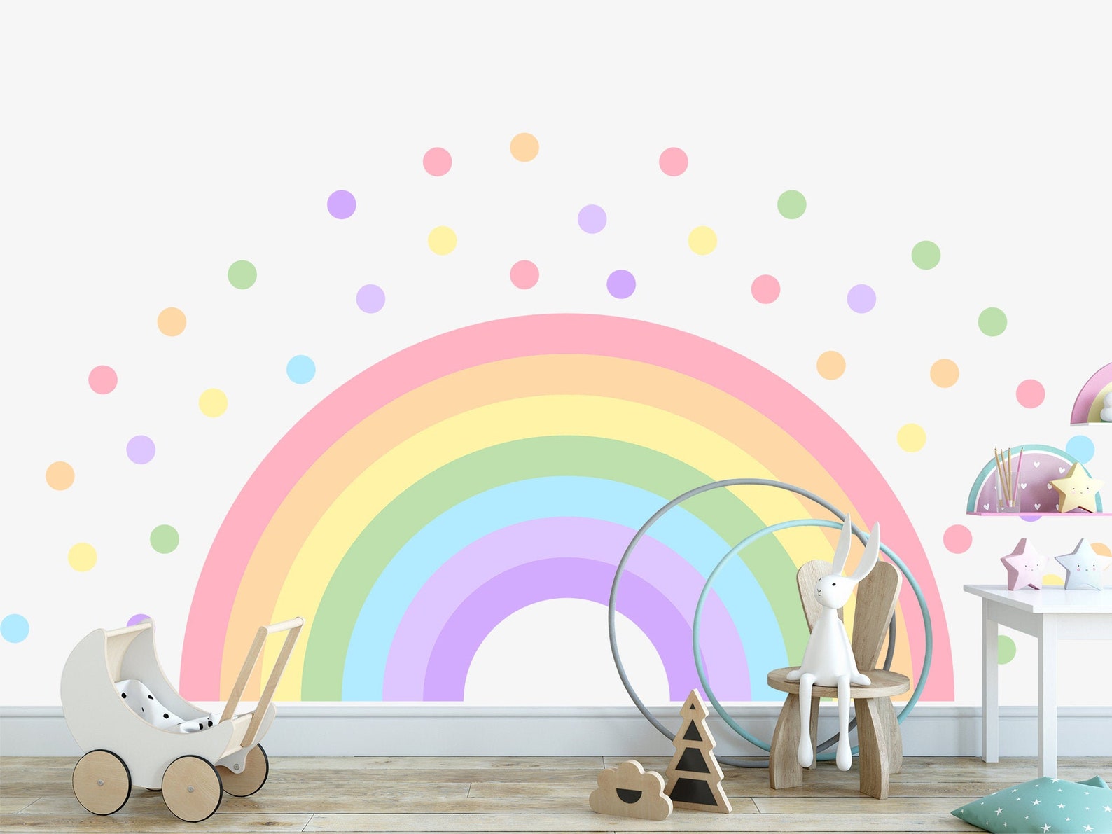 Large Rainbow Wall Decal Dots Wall Stickers Polka Vinyl Etsy