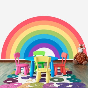 Large Rainbow Wall Decal for Playroom - Rainbow Decor Girl and Boy Nursery - Small Rainbow Wall Sticker Kids Room, Classroom Art Decoration