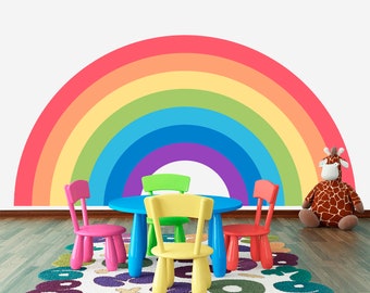 Large Rainbow Wall Decal for Playroom - Rainbow Decor Girl and Boy Nursery - Small Rainbow Wall Sticker Kids Room, Classroom Art Decoration
