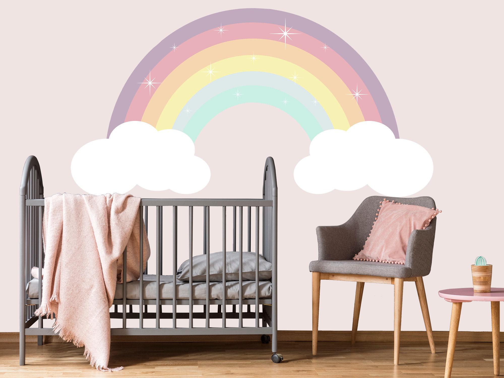 Pastel Large Rainbow Wall Decal Nursery - Rainbow Decor Girl Bedroom ...