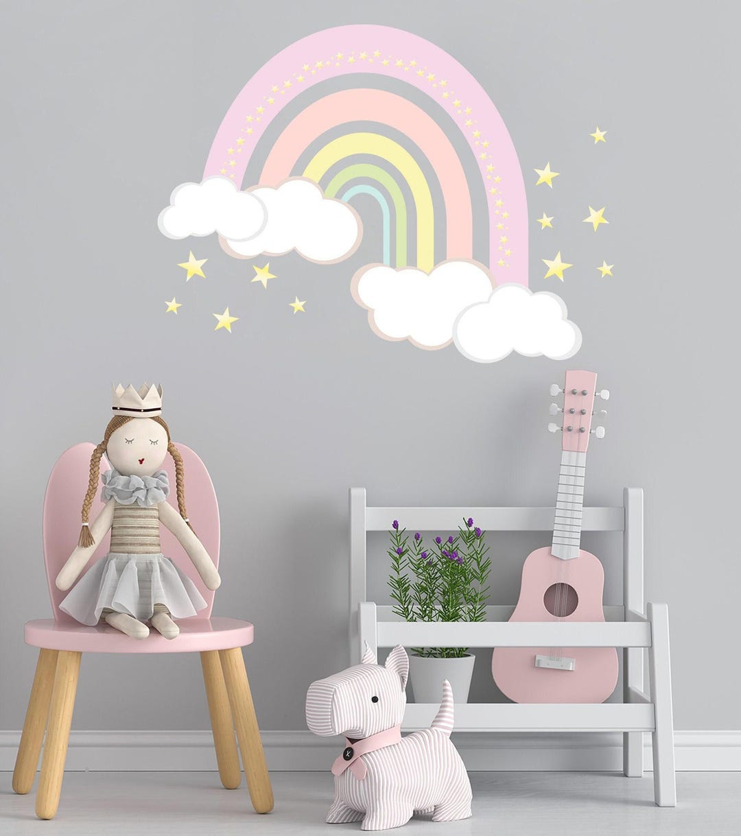 Pastel Rainbow Wall Decal for Girls Bedroom - Vinyl Rainbow Wall Decor ...