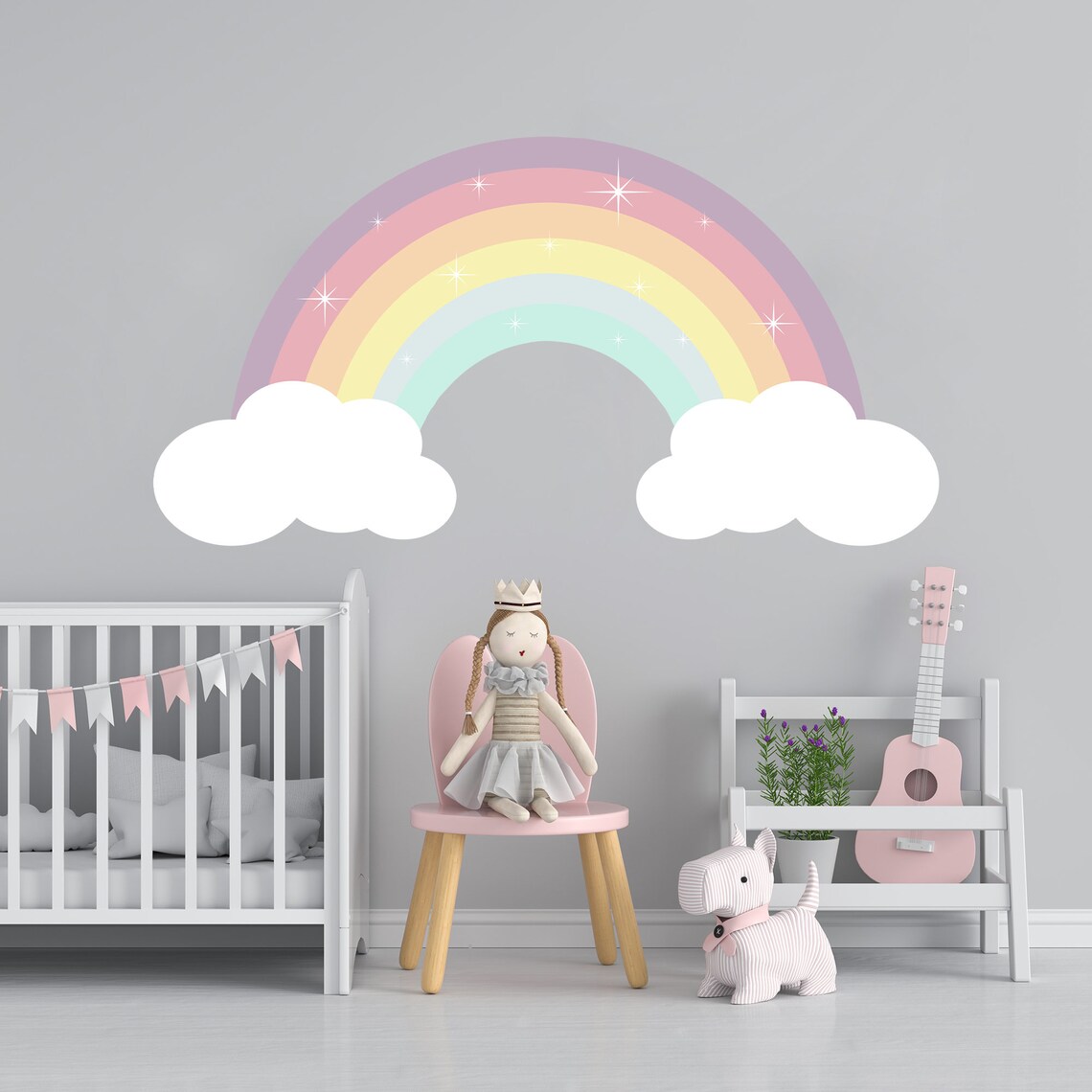 Pastel Large Rainbow Wall Decal Nursery Rainbow Decor Girl Etsy Australia