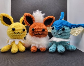 Gen 1 Mega Pack: Flareon, Jolteon y Vaporeon Amigurumis