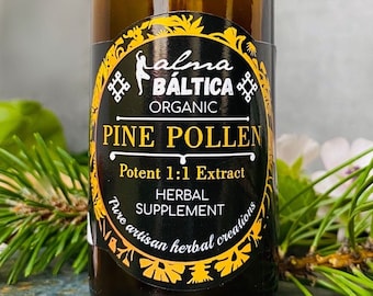 Tintura di polline di pino, polline raccolto selvatico, alta potenza, Pinus Sylvestris, integratore a base di erbe, estratto di erbe, tintura di erbe, polline di pino