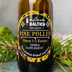 Pine Pollen Tincture, Wild Harvested Pollen, High Potency, Pinus Sylvestris, Herbal Supplement, Herbal Extract, Herbal Tincture, Pine Pollen
