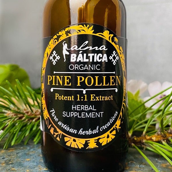 Pine Pollen Tincture, Wild Harvested Pollen, High Potency, Pinus Sylvestris, Herbal Supplement, Herbal Extract, Herbal Tincture, Pine Pollen