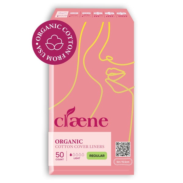 Claene Organic Cotton Panty Liners, Unscented,Thin, Cruelty-Free, Daily, Breathable, Natural Pantyliners, Vegan, Light Pads for women