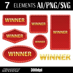 Signo de ganador Victoria Logro Premio Arte vectorial Celebración del éxito Ilustración digital Trofeo Clipart Diseño imprimible Descargable