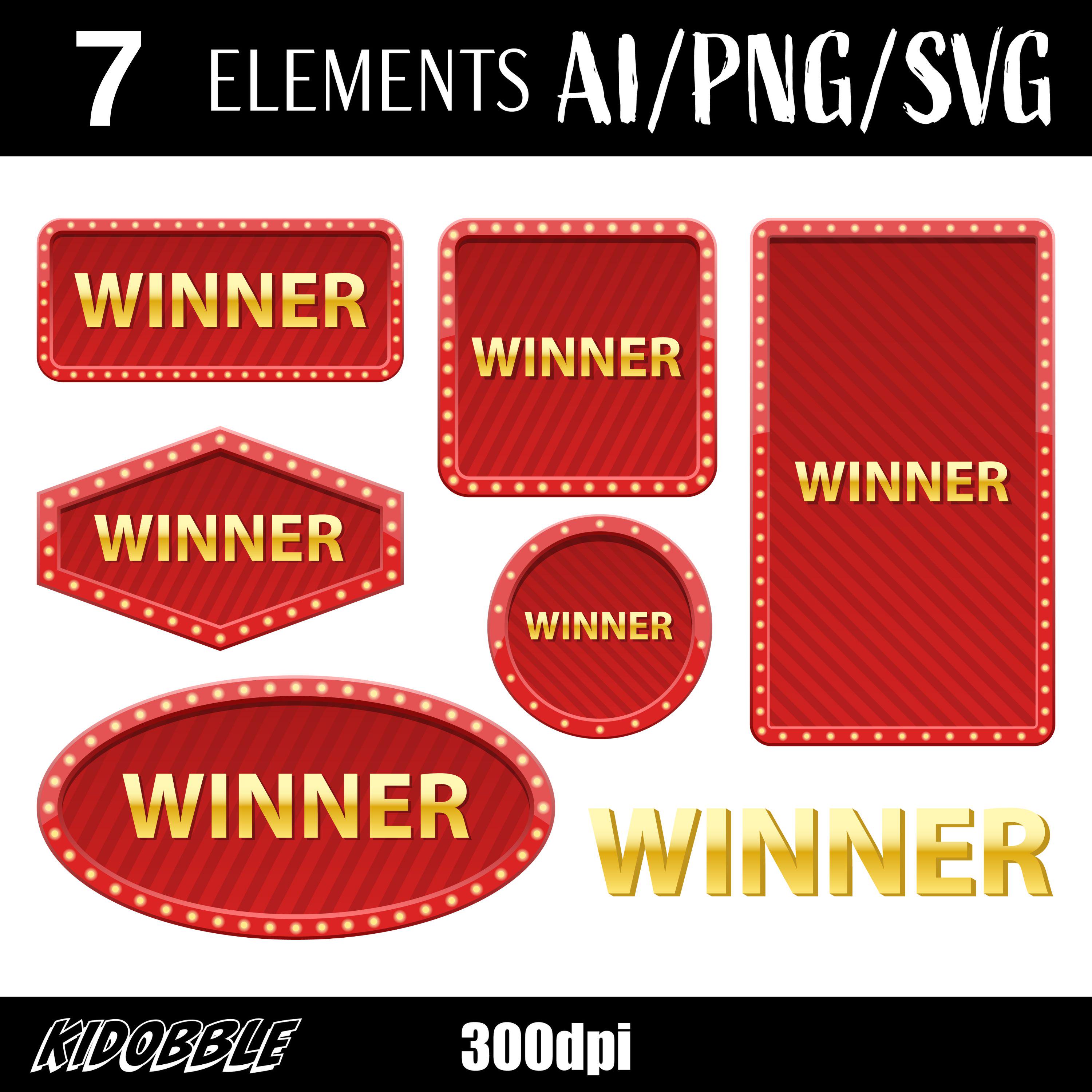 Winner Sign Victory Achievement Award Vector Art Success Celebration Digital Illustration Trophy Clipart Printable Design Downloadable