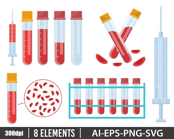 Blood Test Clipart Vector Design Illustration. Blood Test Set. | Etsy UK