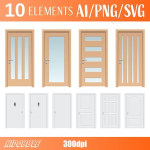 Realistic Wooden Door Home Entrance Interior Design Vector Art Rustic Architecture Digital Illustration Furniture Clipart Printable Design