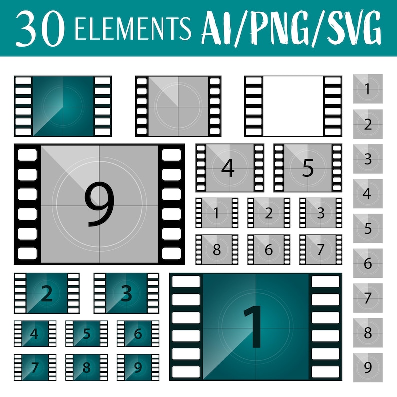 Movie Countdown Clipart Vector Countdown Timer Clip Art Movie Countdown ...
