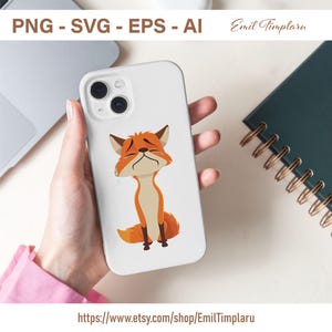 Adorable 2D Flat Design Fox Digital Files Cute Printable Fox Clipart ...