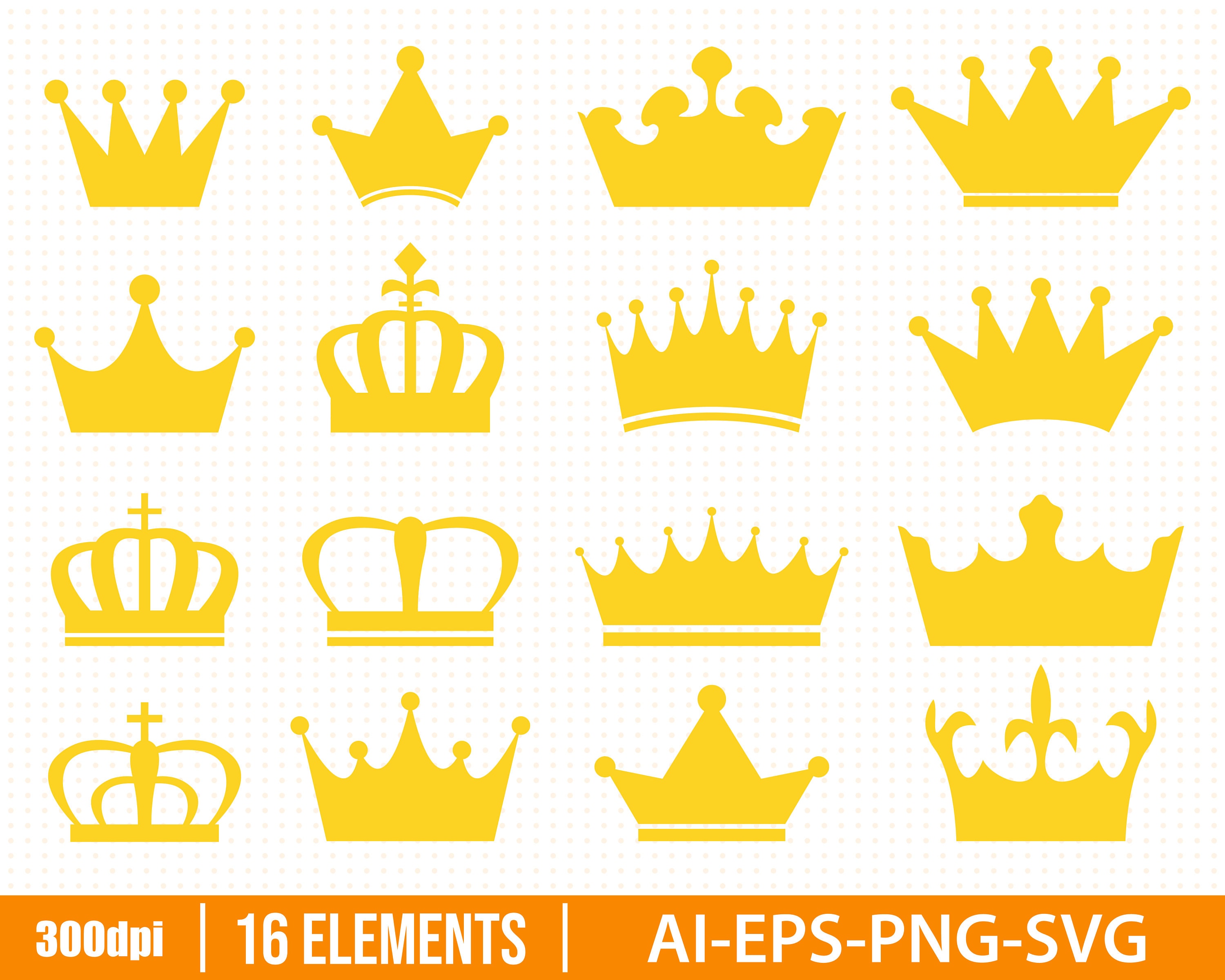 Royal Crown Clipart Vector Design Illustration. Golden Crown Set. Vector  Clipart Print - Etsy