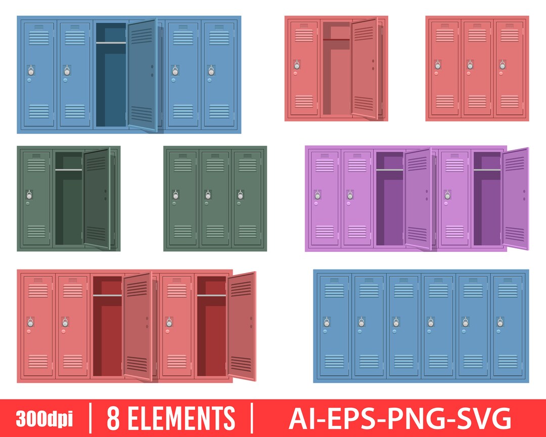 School Locker Clipart Vector Design Illustration. School Locker Set. Vector Clipart Print Etsy