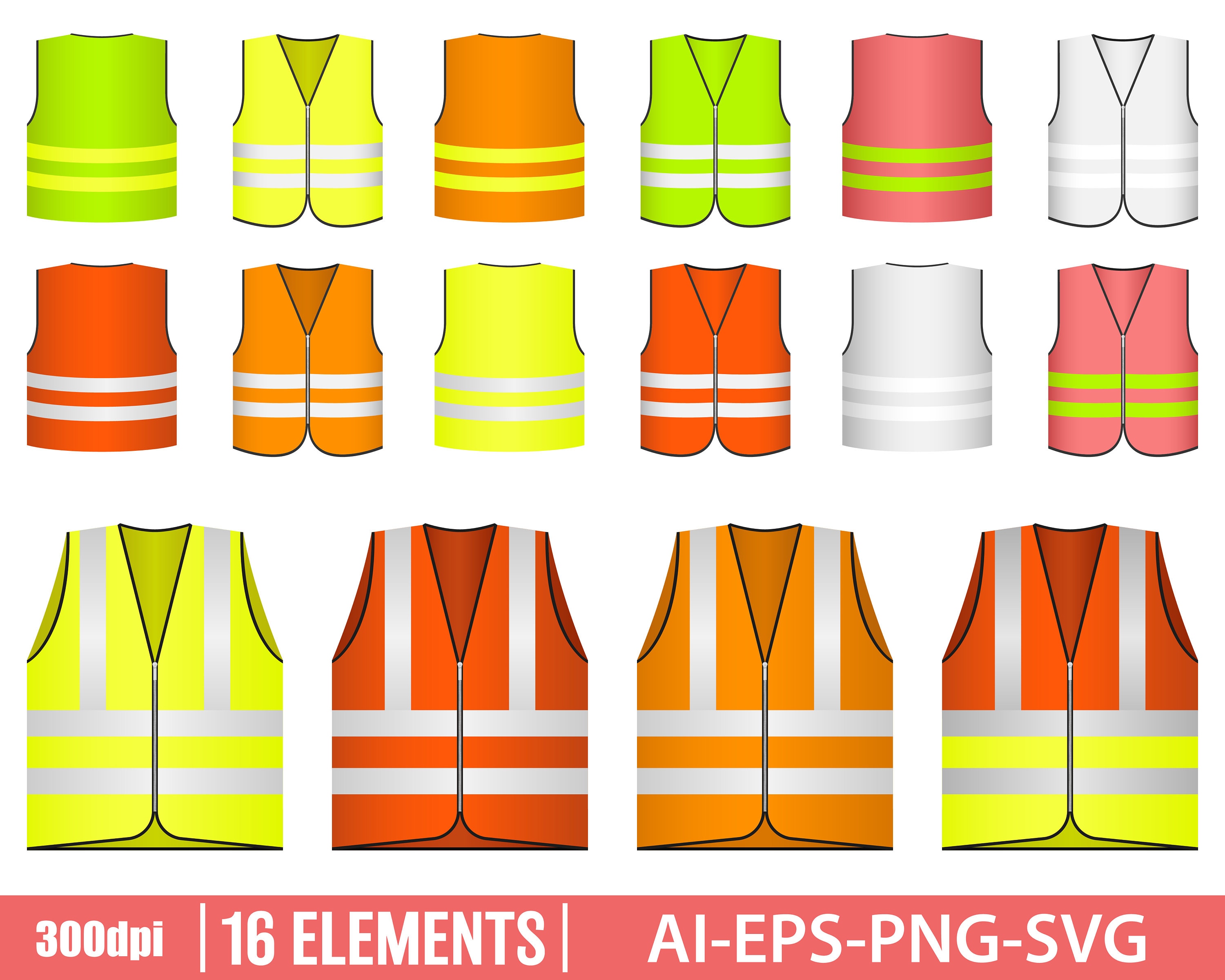 Safety Vest Clipart Vector Design Illustration. Safety Vest Etsy