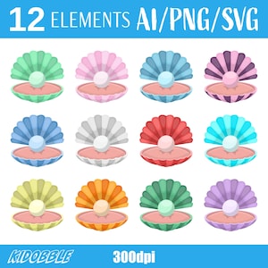 Sea Shell with Pearl Clipart Vector Ocean Shell Illustration Pearl Graphic Ocean Clipart Vector Shell Pearl Design Marine Sea Icon Graphics