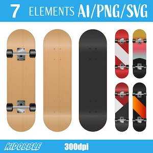 Skateboard Clipart Vector Design Digital Skate Art Skateboard Illustrations Vector Design Skate Clipart Printable Digital Skateboard Art