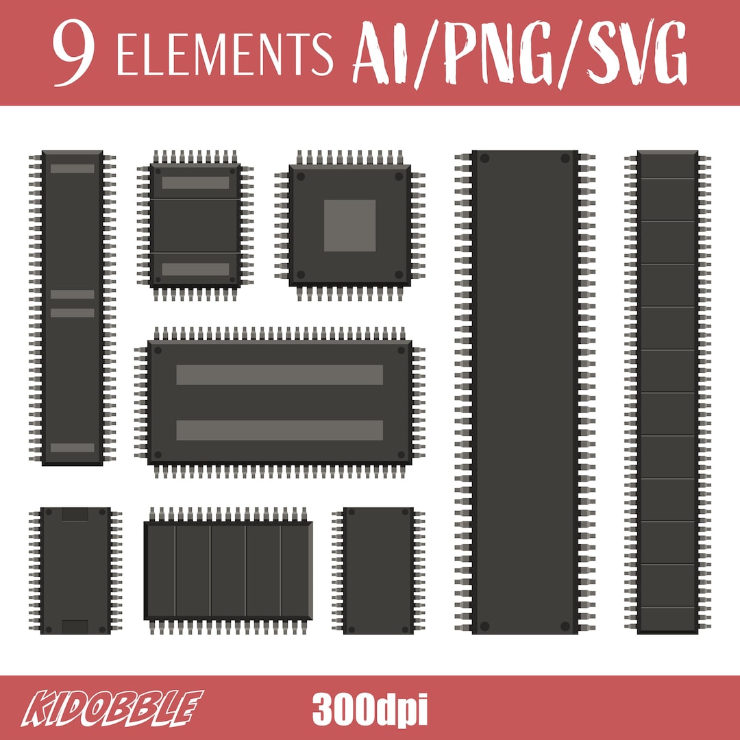 Computer Chip Clipart Vector Circuit Design Digital Graphics Tech ...
