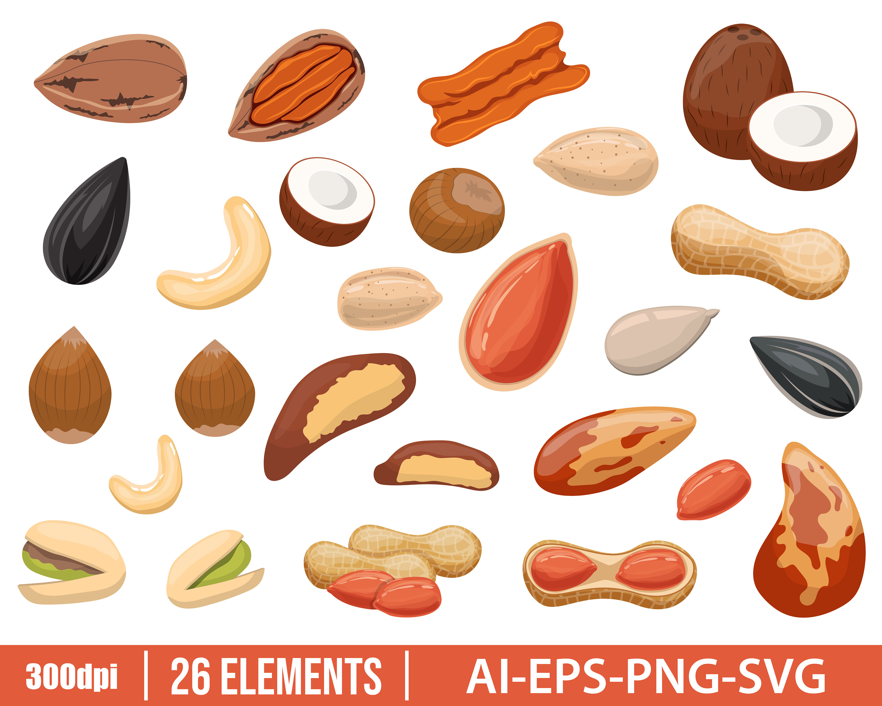 Nut set. Nuts вектор. кешью вектор. walnut vector. peanut vector.