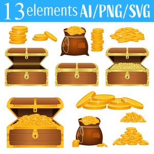 Treasure Chest Clipart Vector Digital Art Pirate Chest Graphics Printable Treasure Box Clip Art Vector Illustration Vintage Chest Treasure