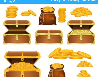Pirate Treasure Chest Clipart: Vintage Vector Graphics (AI, PNG, SVG)