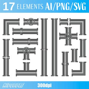 Metallic Pipes Clipart Vector Design Industrial Pipe Art Metallic Pipe Clipart Vector Digital Industrial Pipes Clipart Printable Design Art