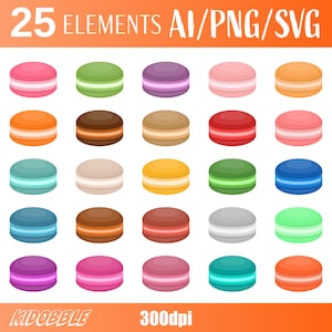 Läckra macarons clipart vektor macaron clipart söta macarons vektor clipart bageri macaroon design läcker dessert clipart vektor